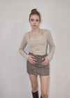 Tweed belt mini skirt