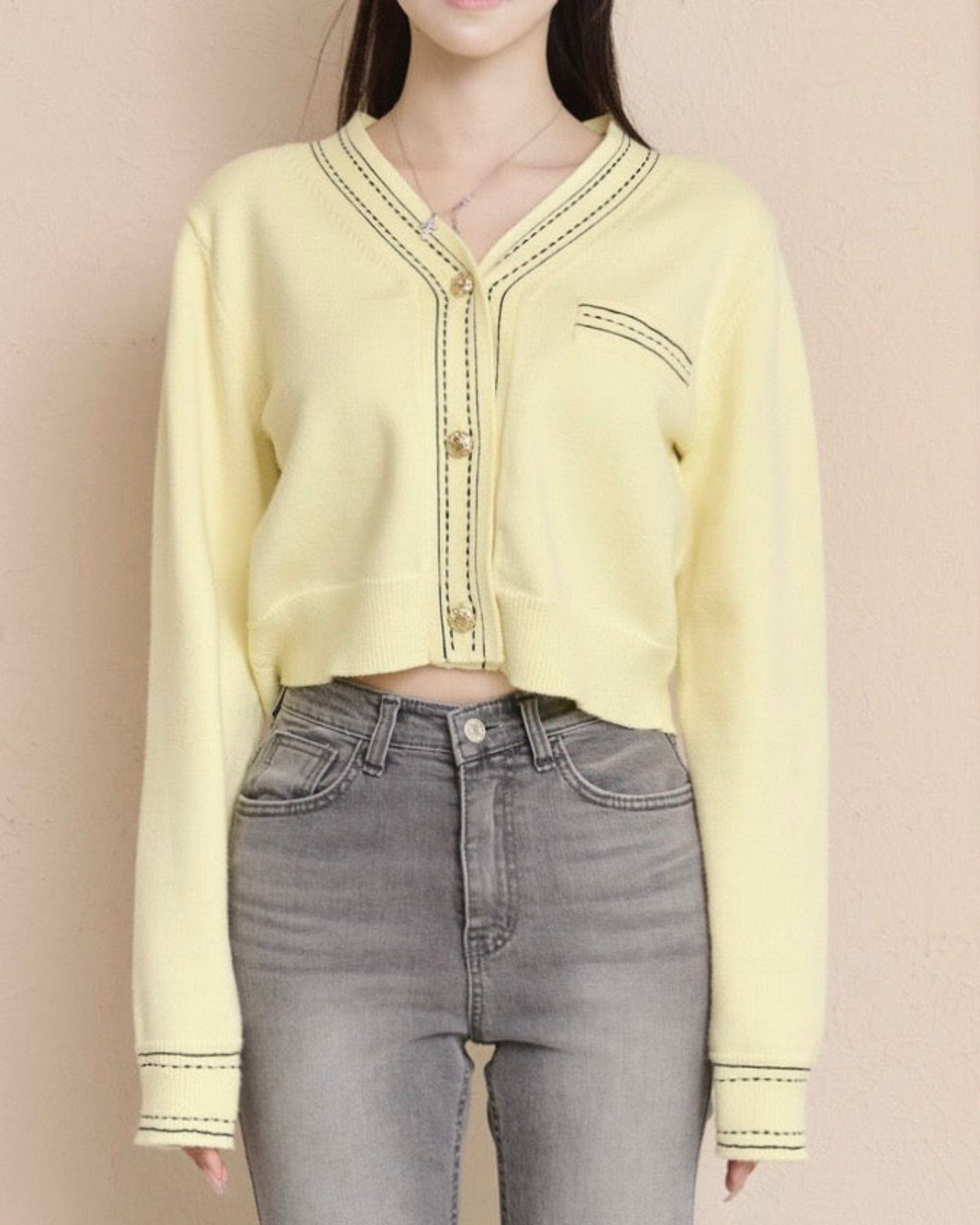 BI-COLOR STITCH CARDIGAN – YILON