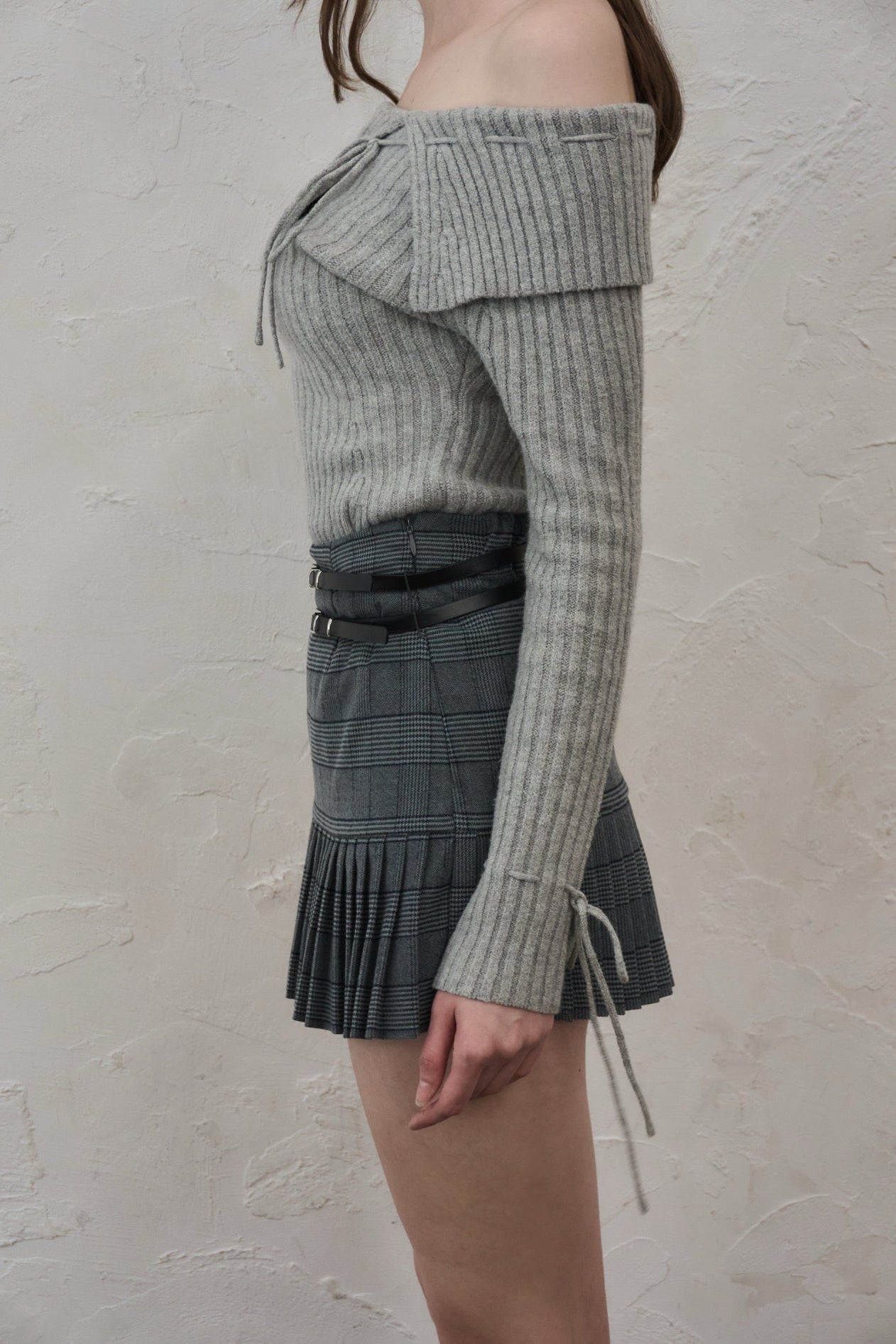 スカート yilon BELT CHECK MINI SKIRT Belt check mini skirt – YILON