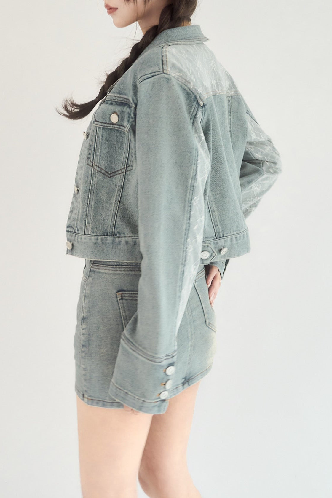 ジャケット・アウター yilon BLOSSOM LACE DENIM JACKET Blossom lace denim jacket – YILON