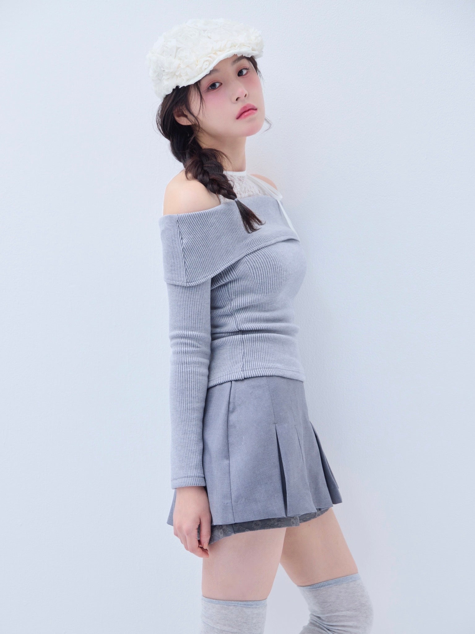 トップス yilon DOCKING LACE RIB KNIT Docking lace rib knit – YILON