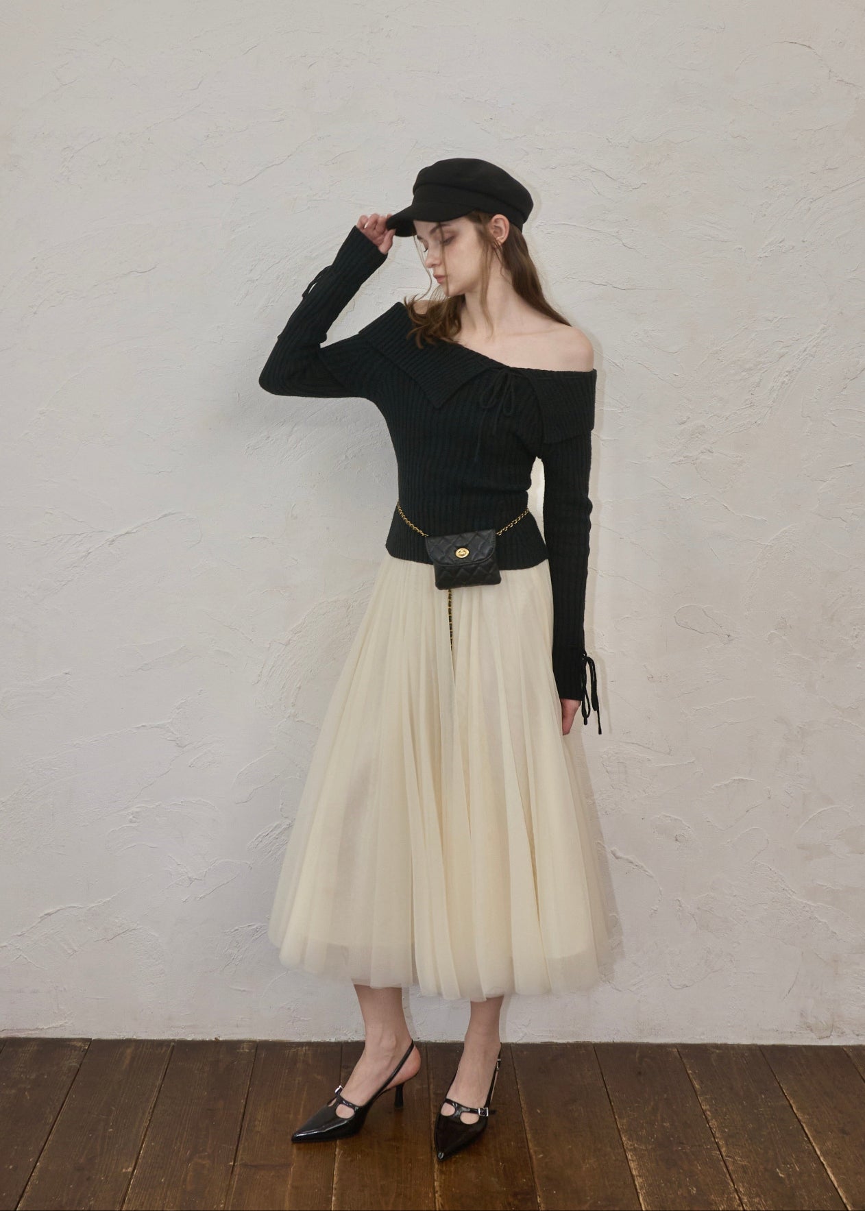 Off-shoulder ribbon knit – YILON