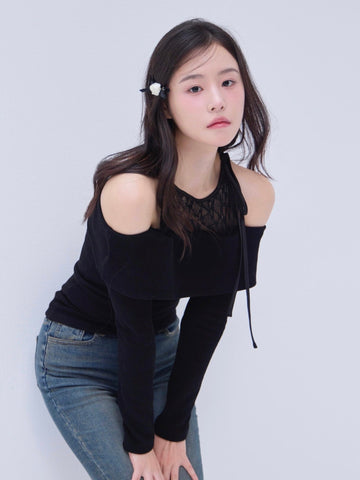 Docking lace rib knit