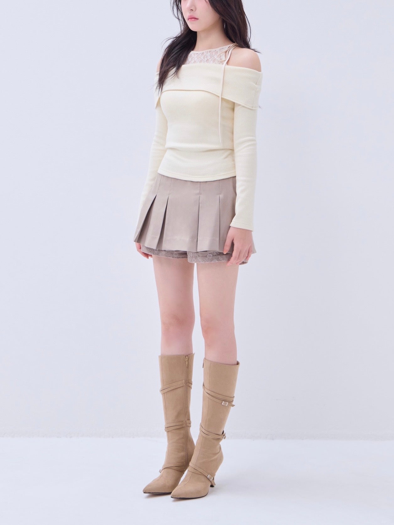 トップス yilon DOCKING LACE RIB KNIT トップス yilon DOCKING LACE RIB KNIT トップス yilon DOCKING