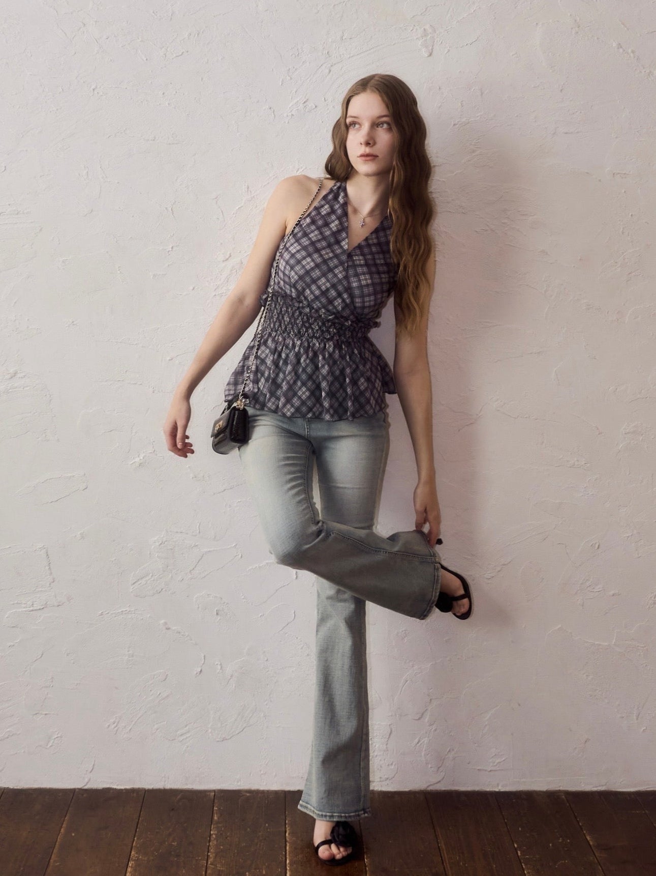 Halter-neck check blouse – YILON