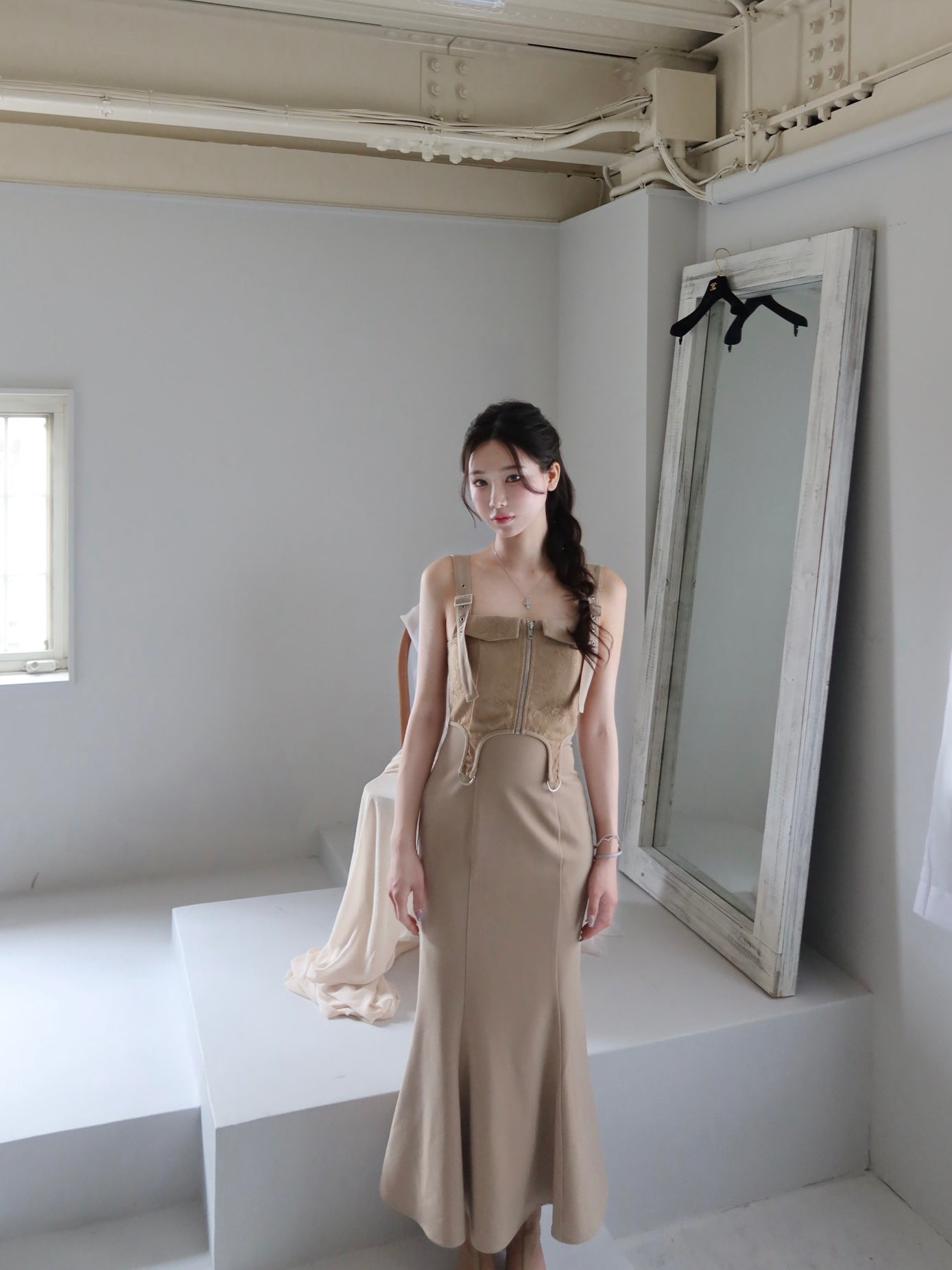 YILON MADE Romantic bustier dress グレー Romantic bustier dress – YILON