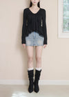 TIE PEPLUM LACE BLOUSE