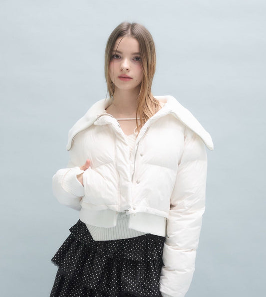 Rib collar puffer jacket