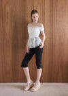FABRIC MIX PEPLUM TOP
