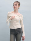 Off-shoulder ribbon knit