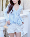 TIE PEPLUM LACE BLOUSE