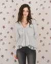 WARM TIE PEPLUM LACE BLOUSE