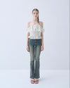 Dot frill blouse