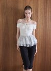 FABRIC MIX PEPLUM TOP