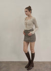 Tweed belt mini skirt