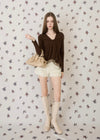 WARM TIE PEPLUM LACE BLOUSE
