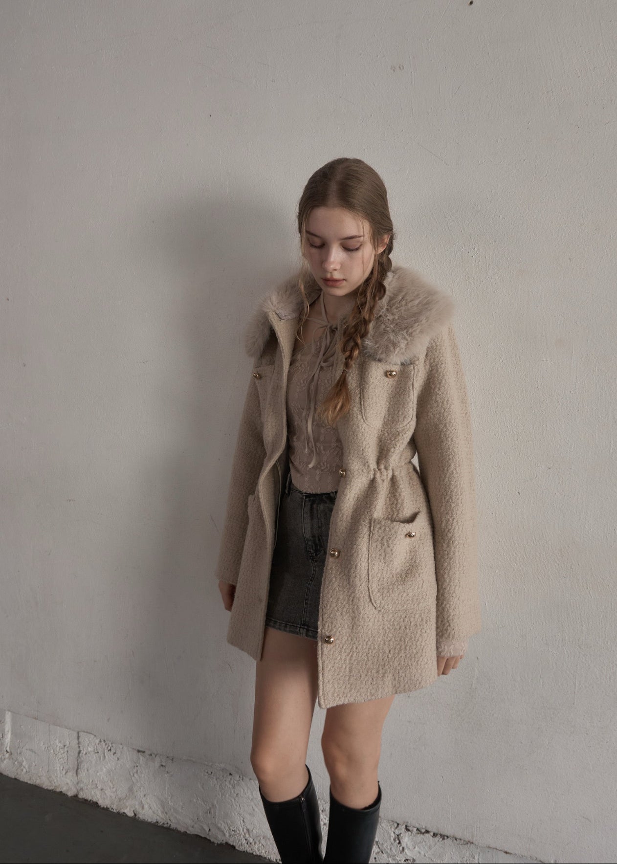 Fur collar classical coat – YILON