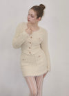 Holiday fluffy knit ensemble