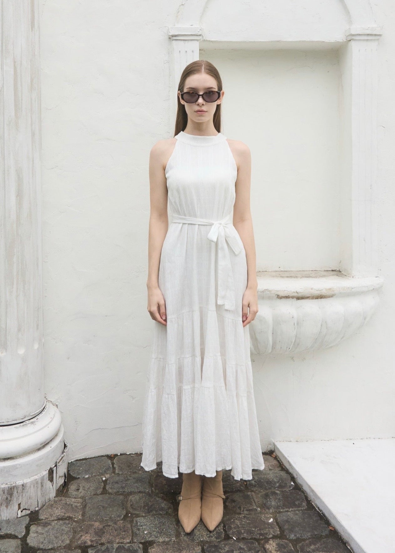 HALTER NECK TIERED MAXI DRESS – YILON
