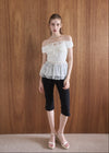 FABRIC MIX PEPLUM TOP