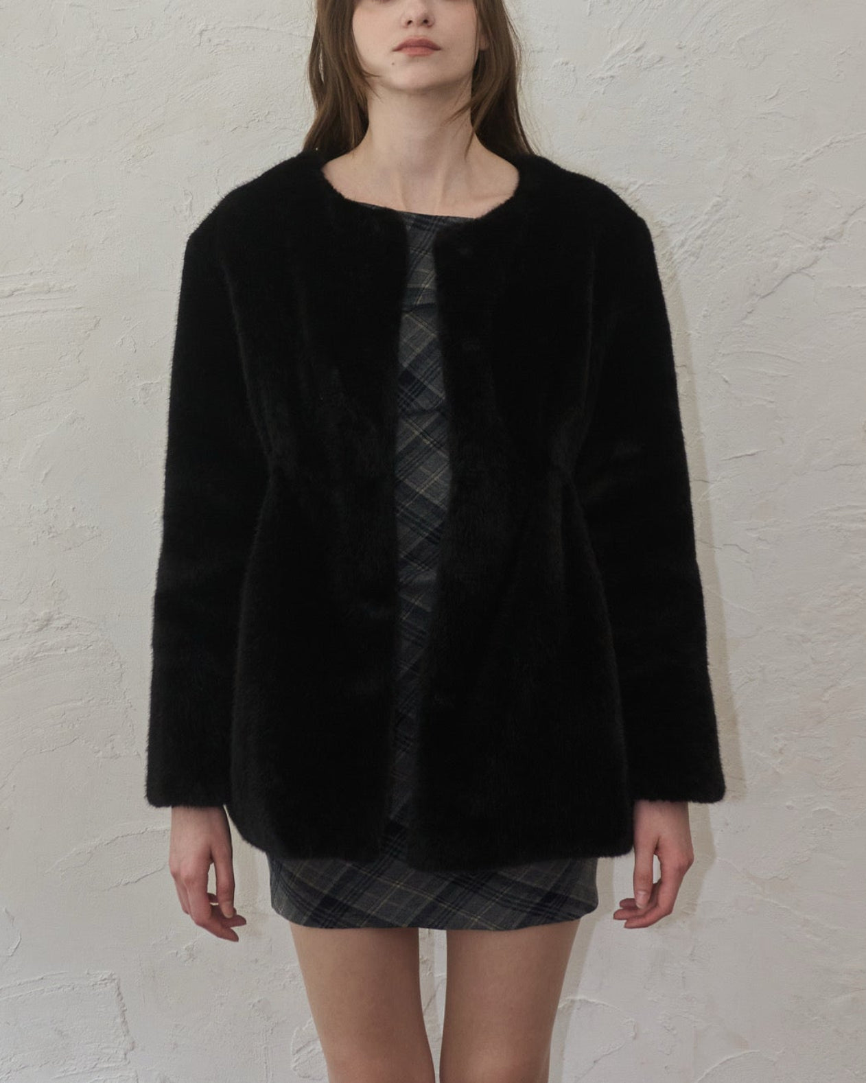 yilon WAISTMARK ECO FUR COAT ブラック イロン Waistmark eco fur coat – YILON