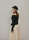 Off-shoulder ribbon knit