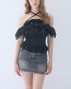 Wash denim mini skirt