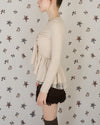 WARM TIE PEPLUM LACE BLOUSE