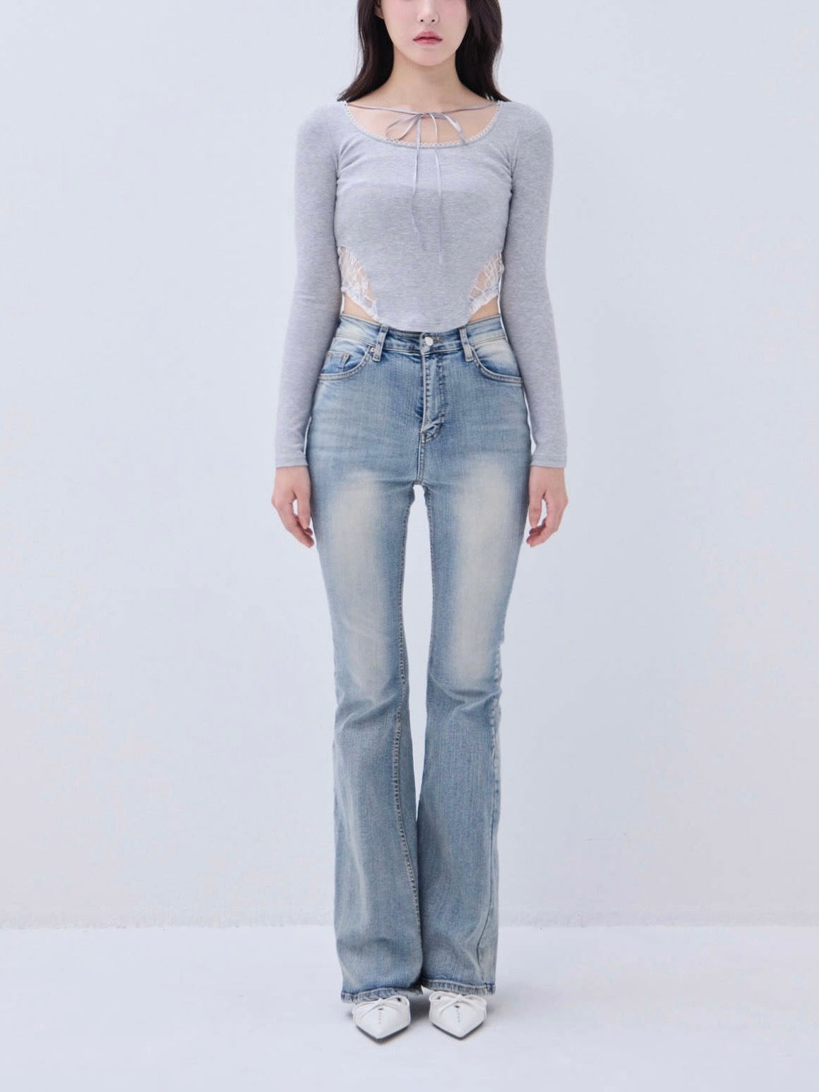 Back lace ribbon tee – YILON