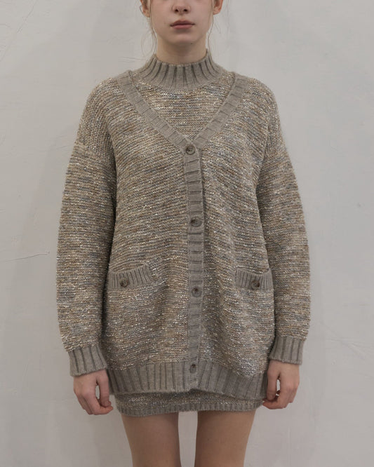 Mix yarn knit cardigan
