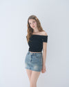 Wash denim mini skirt