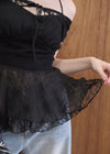 FABRIC MIX PEPLUM TOP