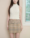 SUEDE BELT CHECK MINI SKIRT