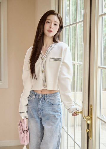 BI-COLOR STITCH CARDIGAN