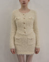 Holiday fluffy knit ensemble