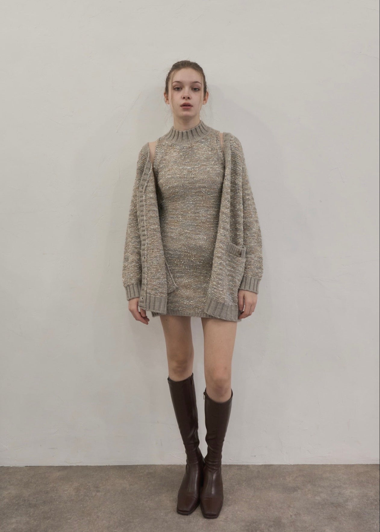 Mix yarn knit cardigan – YILON