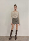 Tweed belt mini skirt