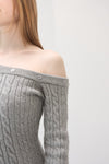 One shoulder cable knit op