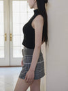 SUEDE BELT CHECK MINI SKIRT