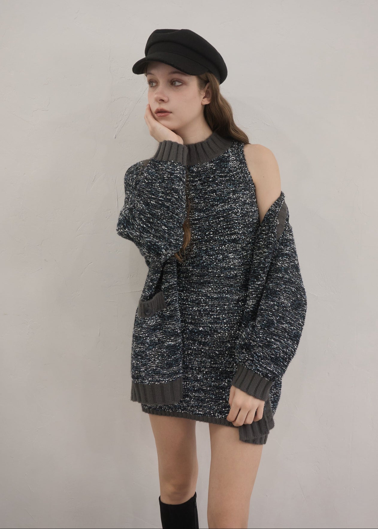 ワンピース Yilon MIX YARN KNIT CARDIGAN ONEPIECE Mix yarn knit cardigan – YILON