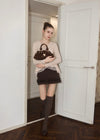 SUEDE FRILL MINI SKIRT