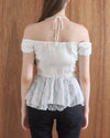 FABRIC MIX PEPLUM TOP