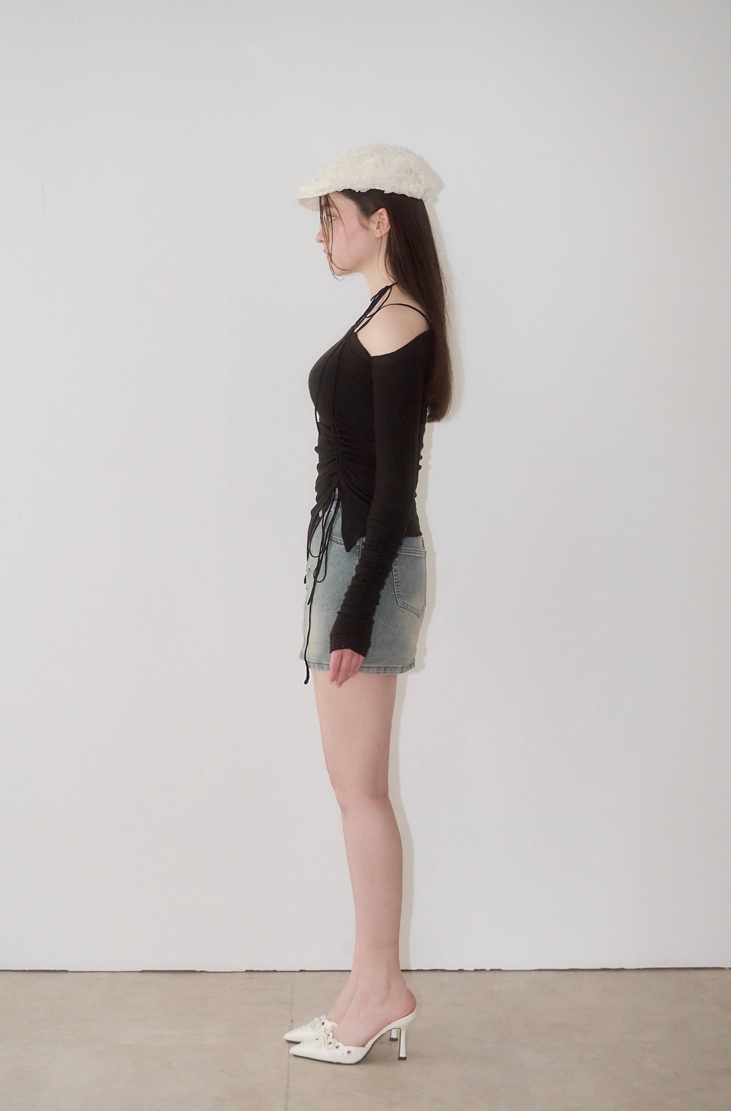 One-shoulder lame cutsew – YILON