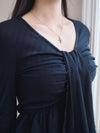 TIE PEPLUM LACE BLOUSE