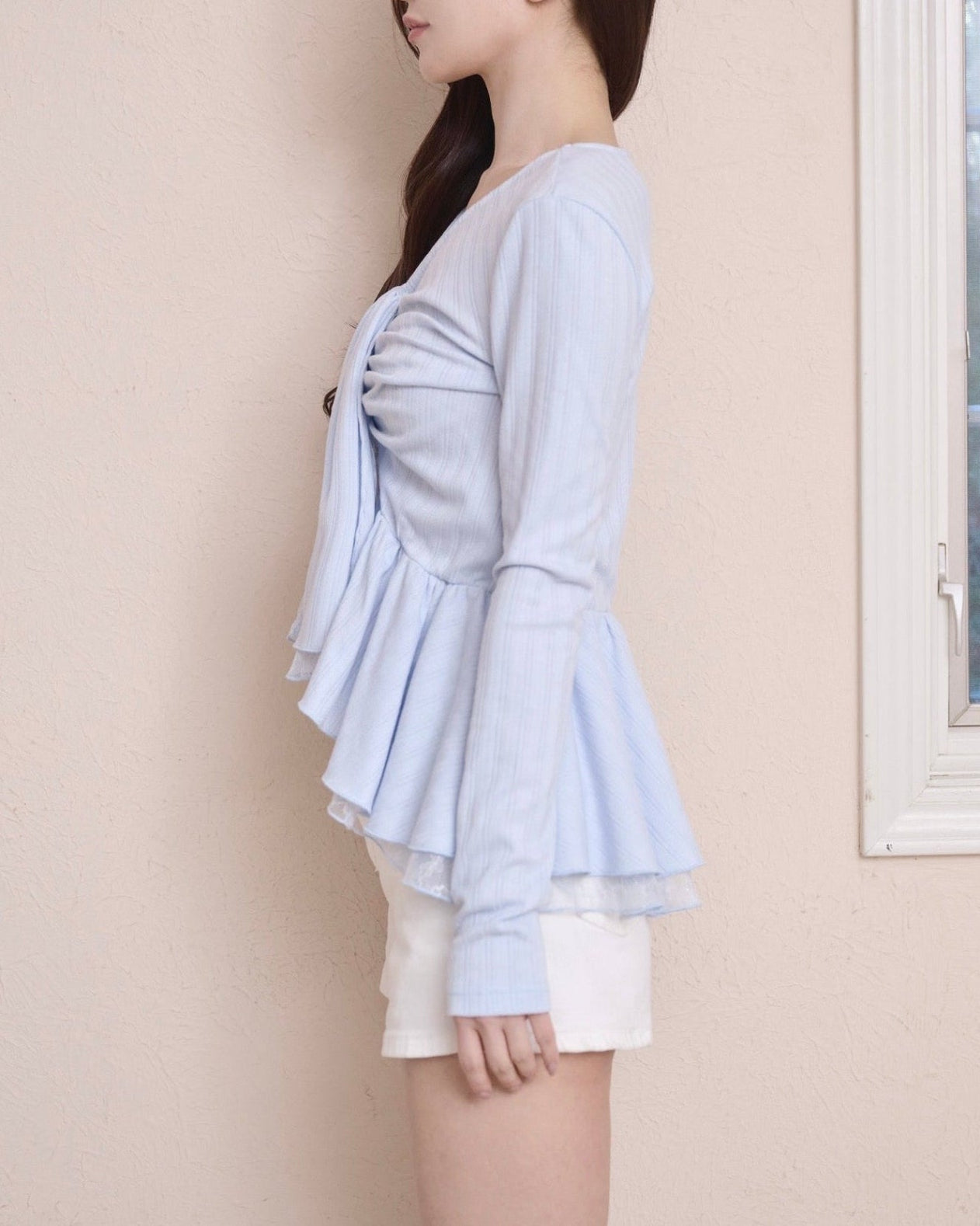 TIE PEPLUM LACE BLOUSE – YILON