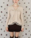 WARM TIE PEPLUM LACE BLOUSE
