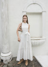 HALTER NECK TIERED MAXI DRESS