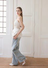 ASYMMETRIC HALTER NECK SATIN TOP
