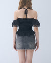 Dot frill blouse