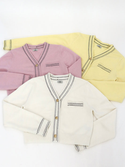 BI-COLOR STITCH CARDIGAN